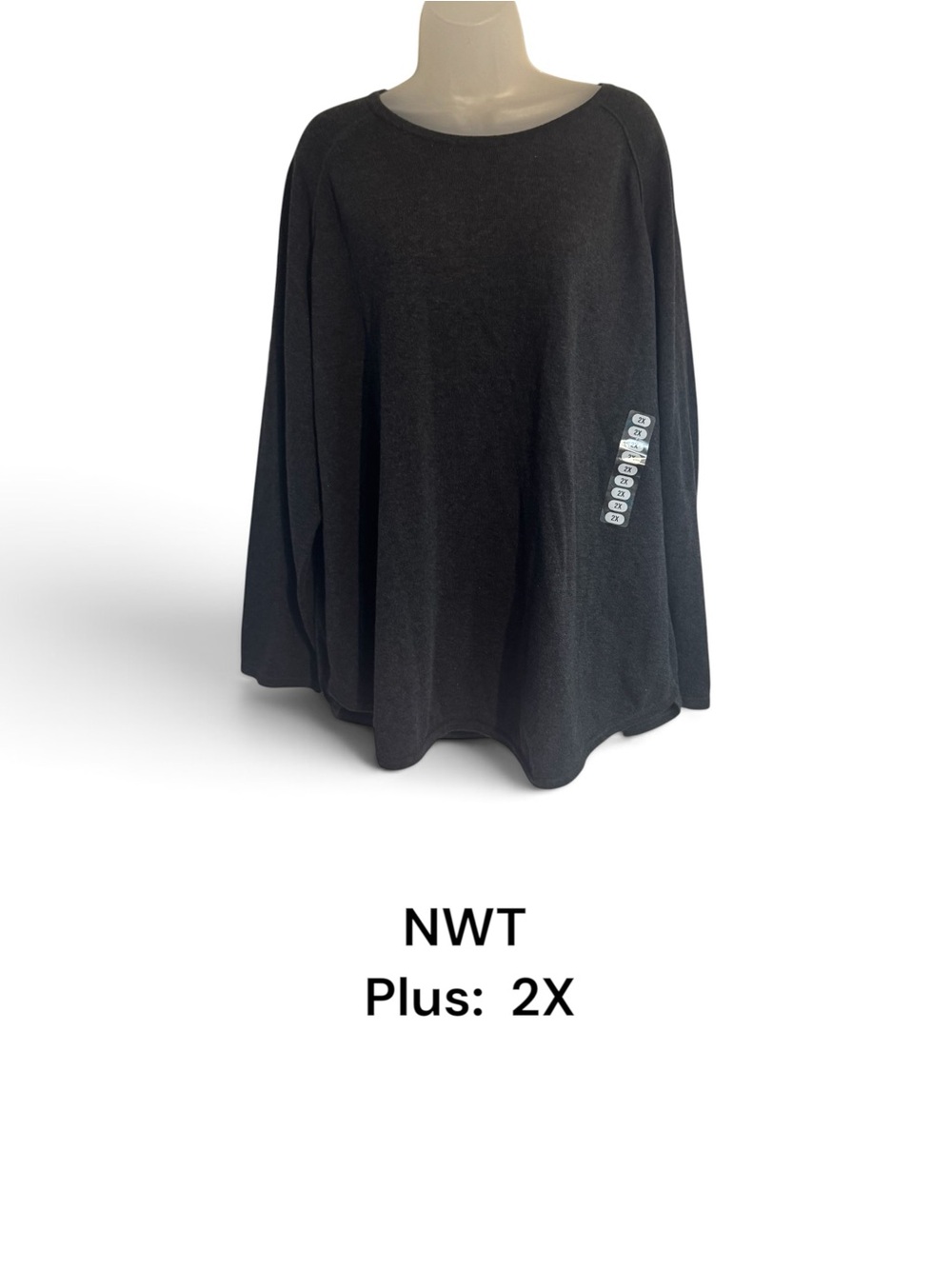 JEANNE PIERRE Black Plus-Size Crewneck Sweater Top